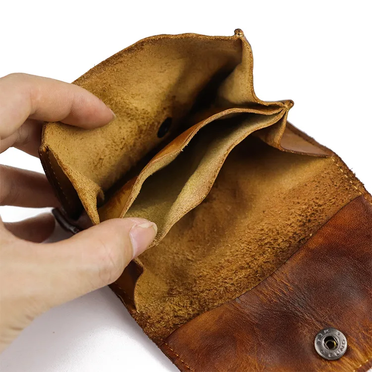 Pochette à monnaie rétro faite à la main pour hommes et femmes, mini portefeuille à la mode, pochette à monnaie en poudre, pochette à monnaie, étui à cartes