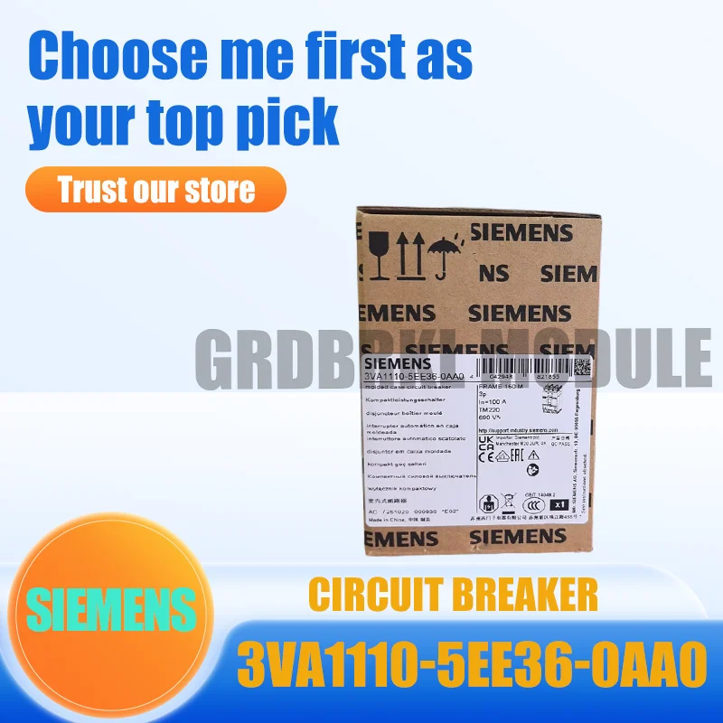 

Новый оригинальный автоматический выключатель SIEMENS 3VA1110-5EE36-0AA0 160-й серии с функцией защиты