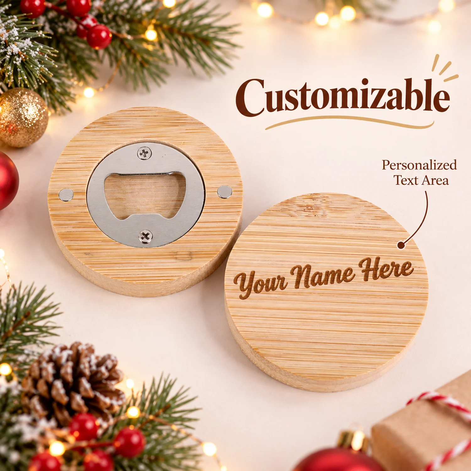 Beer & Wine Grab - Personalized Wooden Bottle Opener Custom Name