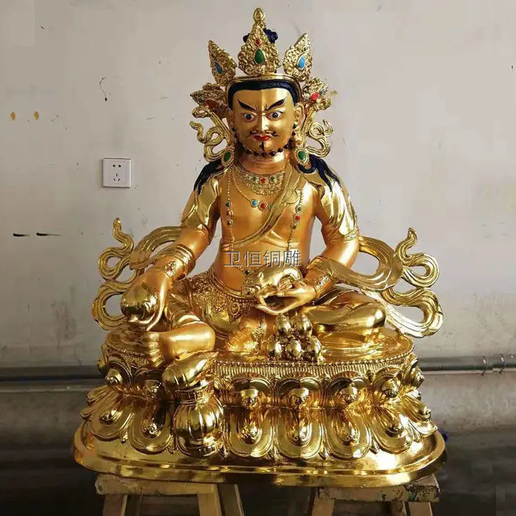 

FX 70 cm high pure copper, yellow god of wealth, Manjushri green Tara four arms, Guanyin Tibetan legend, Sanbao Buddha copper
