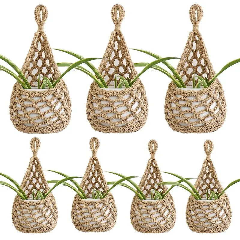 New Boho Macrame Plant HangerBasket For Succulents Cotton Rope Woven Hanging Basket With Net Pouch Home Decoration Organizer