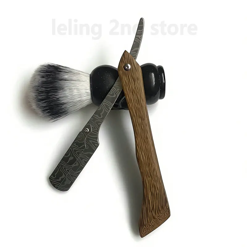 Wholesale Wooden Professional Manual Shaver Straight Edge Stainless Steel Sharp Barber Wood Razor Folding Shaving Beard Cutter