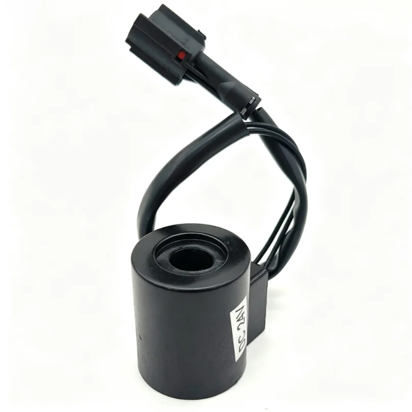 24V DC Travel Solenoid Valve Coil for Excavator Hydraulic Travel System Compatible with For 55/60/70/120/135/200-6/C210