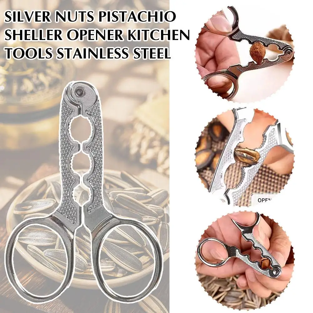 Stainless Steel Pistachio Sheller Nutcracker Metal Nut Opener Multi-Function Walnut Pine Nut Cracker Pliers Kitchen Accessories