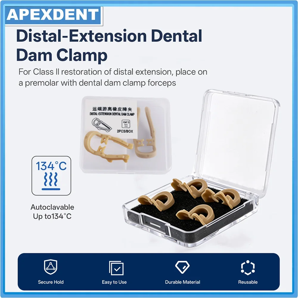 APEXDENT Dental Rubber Dam Clamp Resin Distal-Extension Premolar Dam Clips Teeth Repair Tools Dentistry Materials