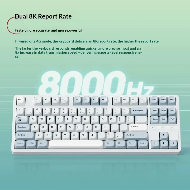 SKN Qinglong 87 Ultra Mechanical Keyboard 87 Keys Tri Mode Wireless Dual 8K RGB Hot Swap Custom Gaming Office Keyboard for PC
