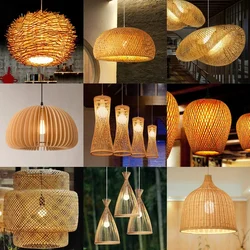 Bamboe kroonluchter hanglamp hangende houten plafondlamp decor LED Chinese hand kitted handgemaakte verlichting voor thuis woonkamer