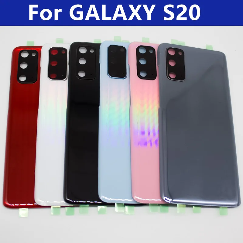 

S20 Housing Cover For SAMSUNG Galaxy S20 SM-G980 6.2" Battery Back Cover Glass Panel Door Rear Case With Camera lens + Adhesive