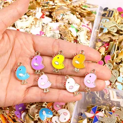 20Pcs 14*20mm Gold Colour Chicken Pendant Enameled Cute Cartoon Chicken Charms For DIY Earrings Keychain Jewellery Making Crafts