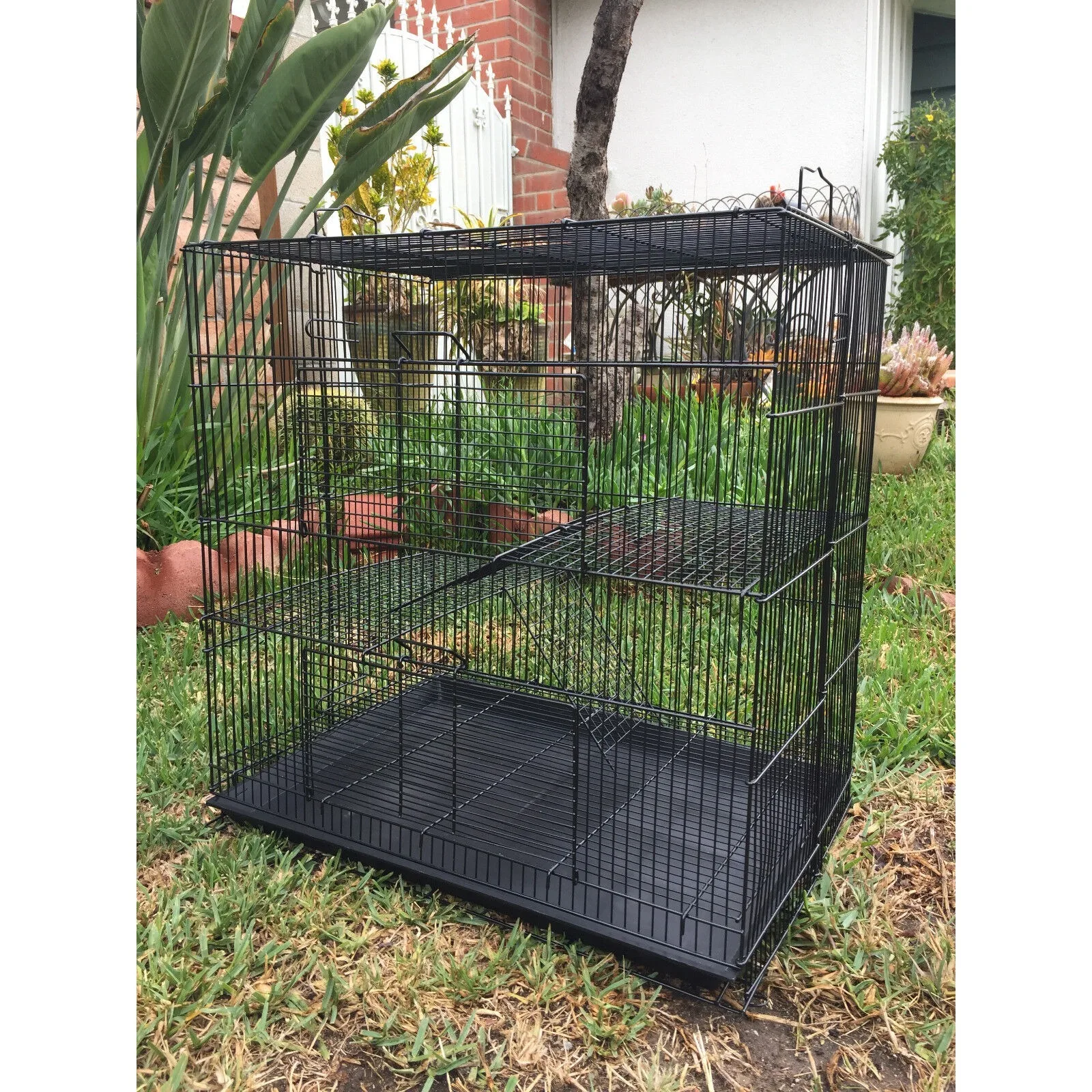 

3-Levels Black Chinchilla Guinea Pig Degu Animals Rats Mice Gerbil Ferret Cage United States