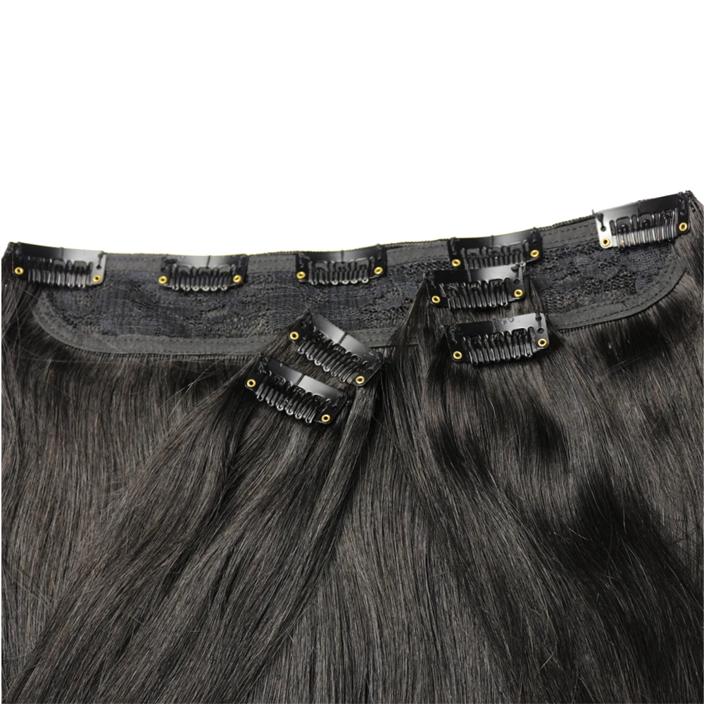 ZZHAIR 100% وصلات شعر ريمي بشري برازيلي 16 "-24" 5 قطعة مجموعة 120 جرام-140 جرام خمس قطع مقاطع في طبيعي مستقيم