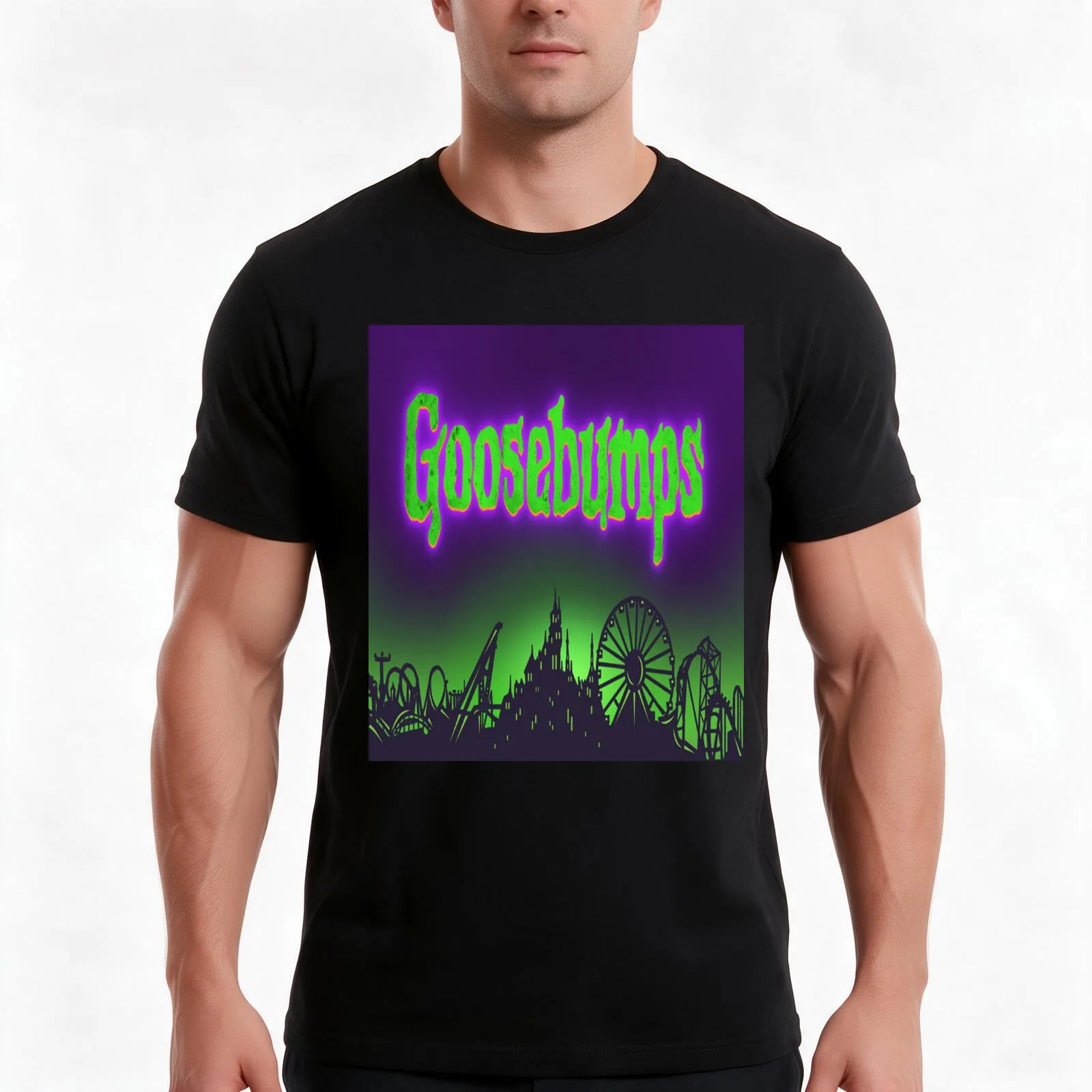 GOOSEBUMPS T-Shirt, Summer Casual Cotton Tee, Oversized Streetwear Tops, Vintage Graphic Print, Loose Fit Short Sleeve