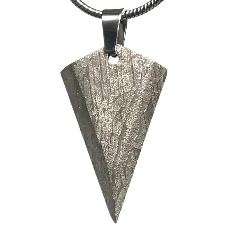 Natural Muonionalusta Meteorite Triangle Spear Pendant Nickel Plating Craft Pendant Necklace Collectible Ornament LK580