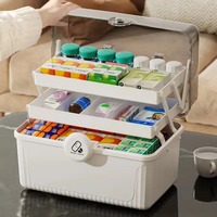 3-Tier Foldable Large Capacity Medicine Storage Box - Portable First Aid Organizer for Home, Travel, and Emergency Use