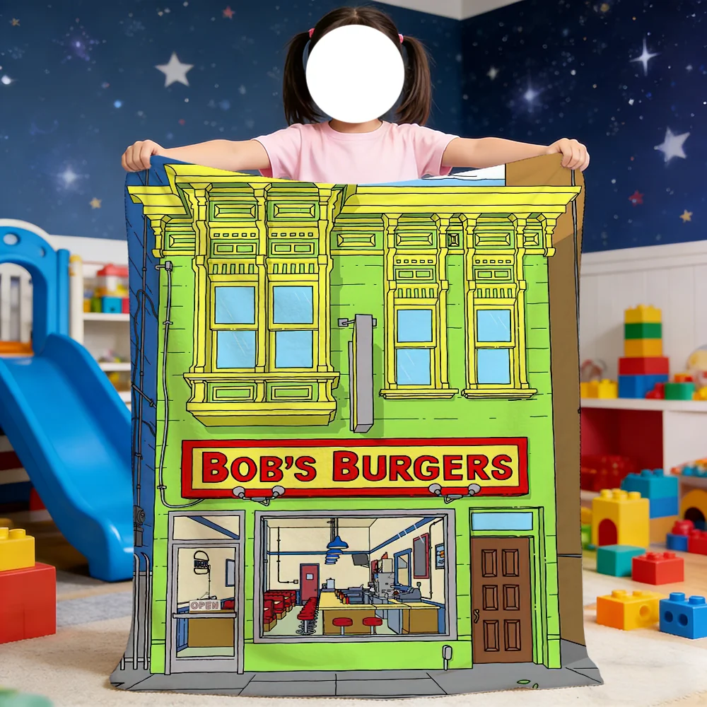 

Плед B-Burgers: Мягкий, уютный, теплый, с мультяшным рисунком, для пикника, кровати, дивана, спальни, для дома, забавный, комфортный