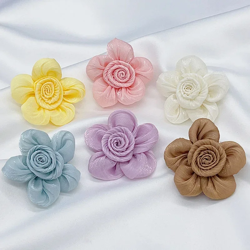 Handmade Chiffon Fabric Flowers For Clothing Wedding Dress Hats Decor Headwear Accessories