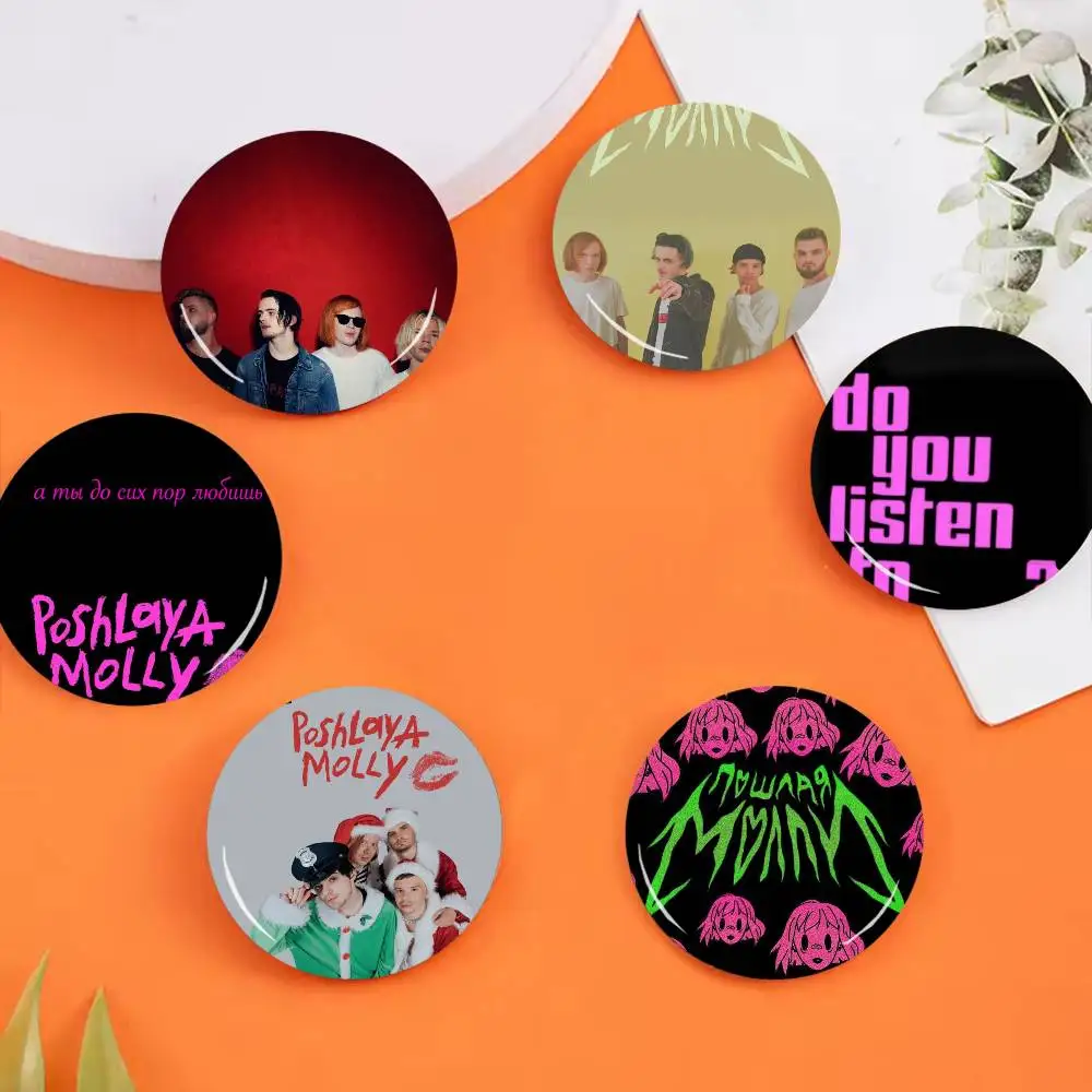Band P-Poshlaya M-Molly 25 32 44 58 75mm Circular Buttons Brooches Lapel Clips Trendy Ornament Festive Souvenir Present