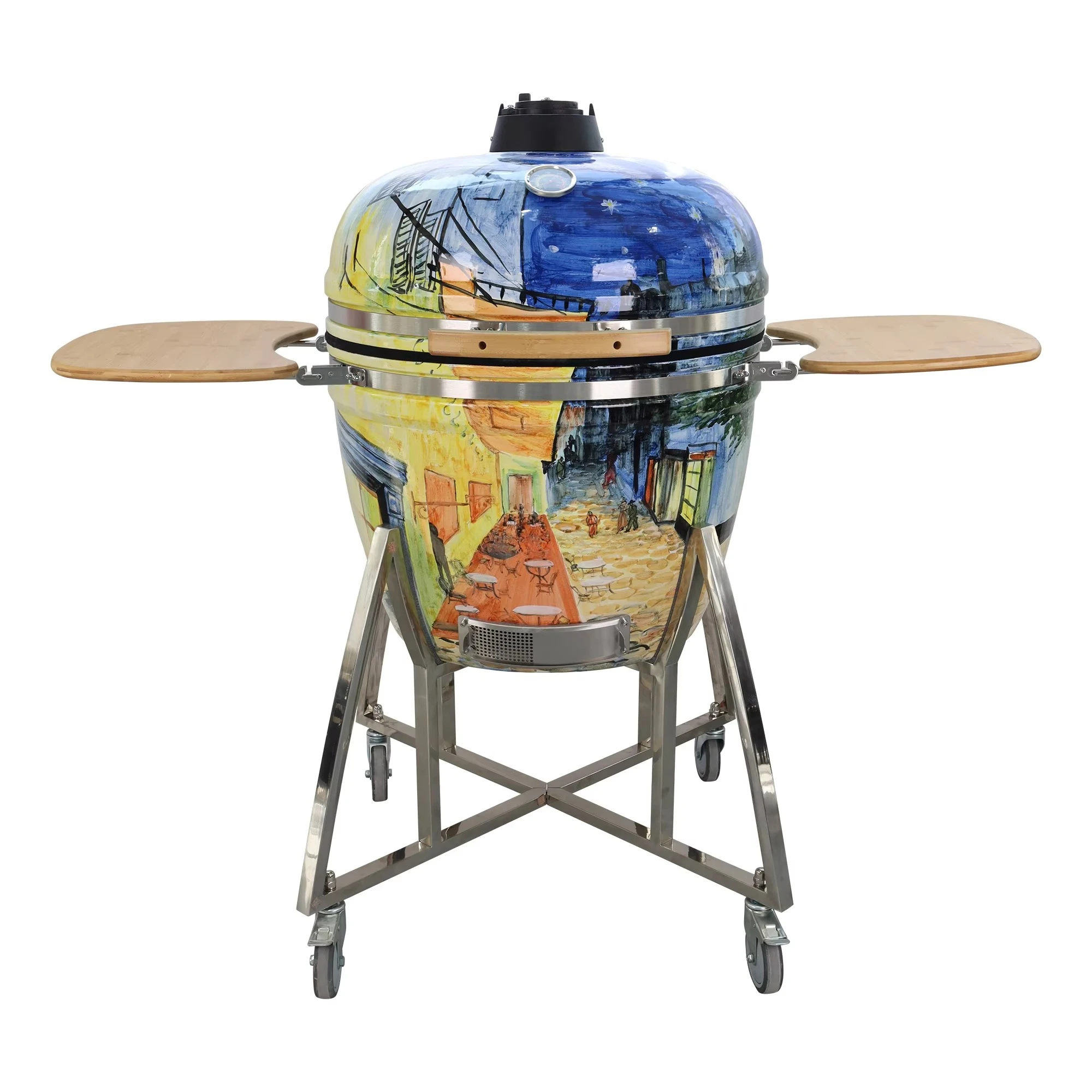 Painted Kamado Grill 26 Inch Large Ceramic Charcoal BBQ Outdoor Smoker FDA  Wholesale Commercial