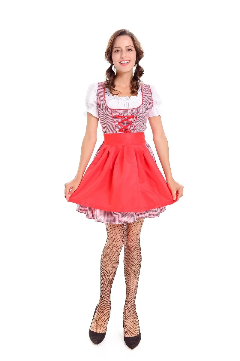 F1789 Women's 3 Pcs Dirndl Serving Wench Bavarian Beer Girl Oktoberfest Adult Costume