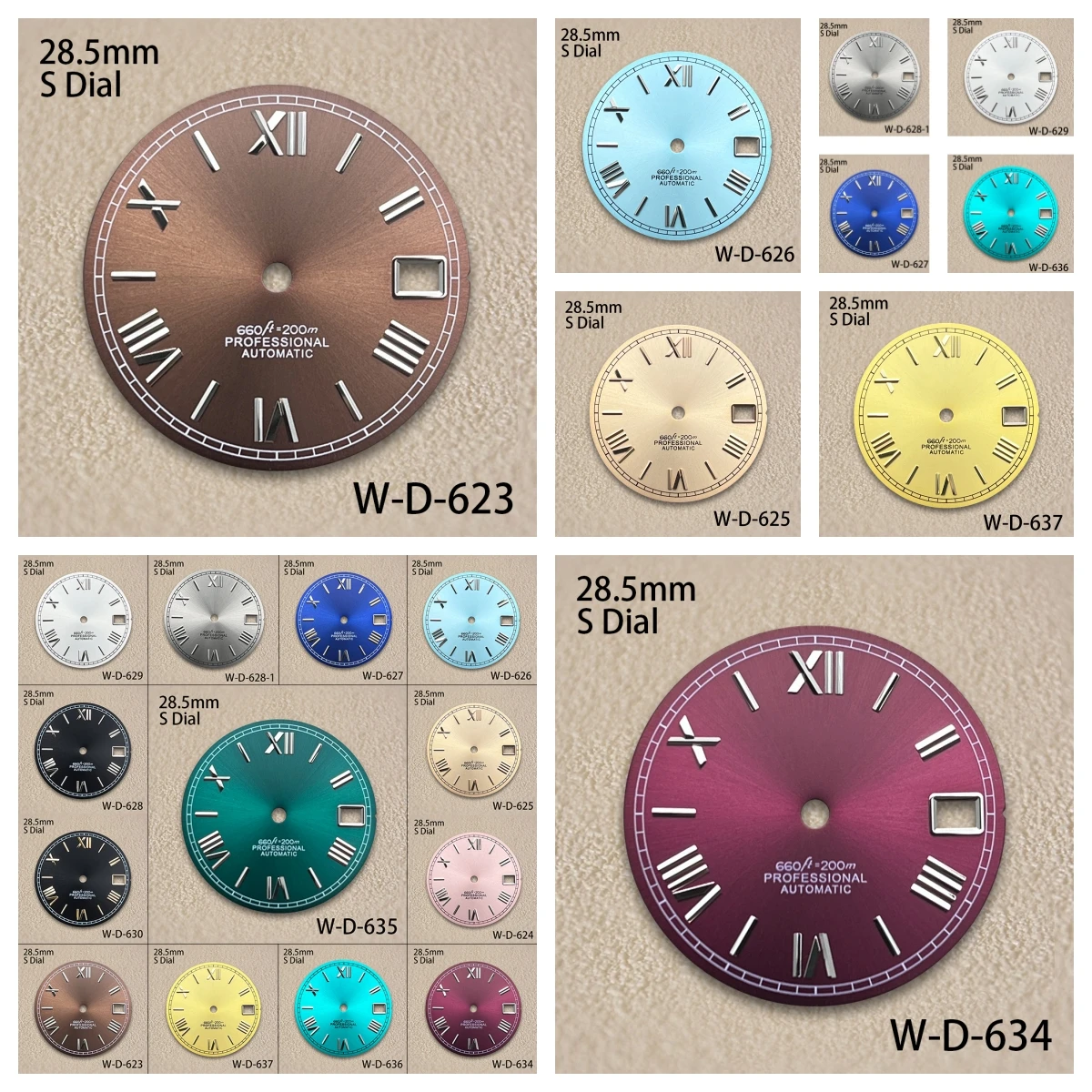 

28.5mm S Logo Rome Sunburst Dial Fit NH35/NH36/4R/7S Movement High Quality Sunray Dial Watch Modification Accessories