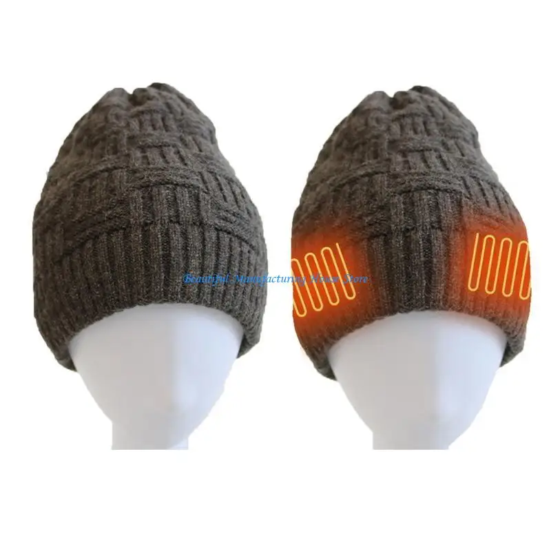 

E56A Windproof Battery Heated Beanie Hat Outdoor Cold-proof Ski Hat Heated Hat for Focus on the Outdoor Works or Spo