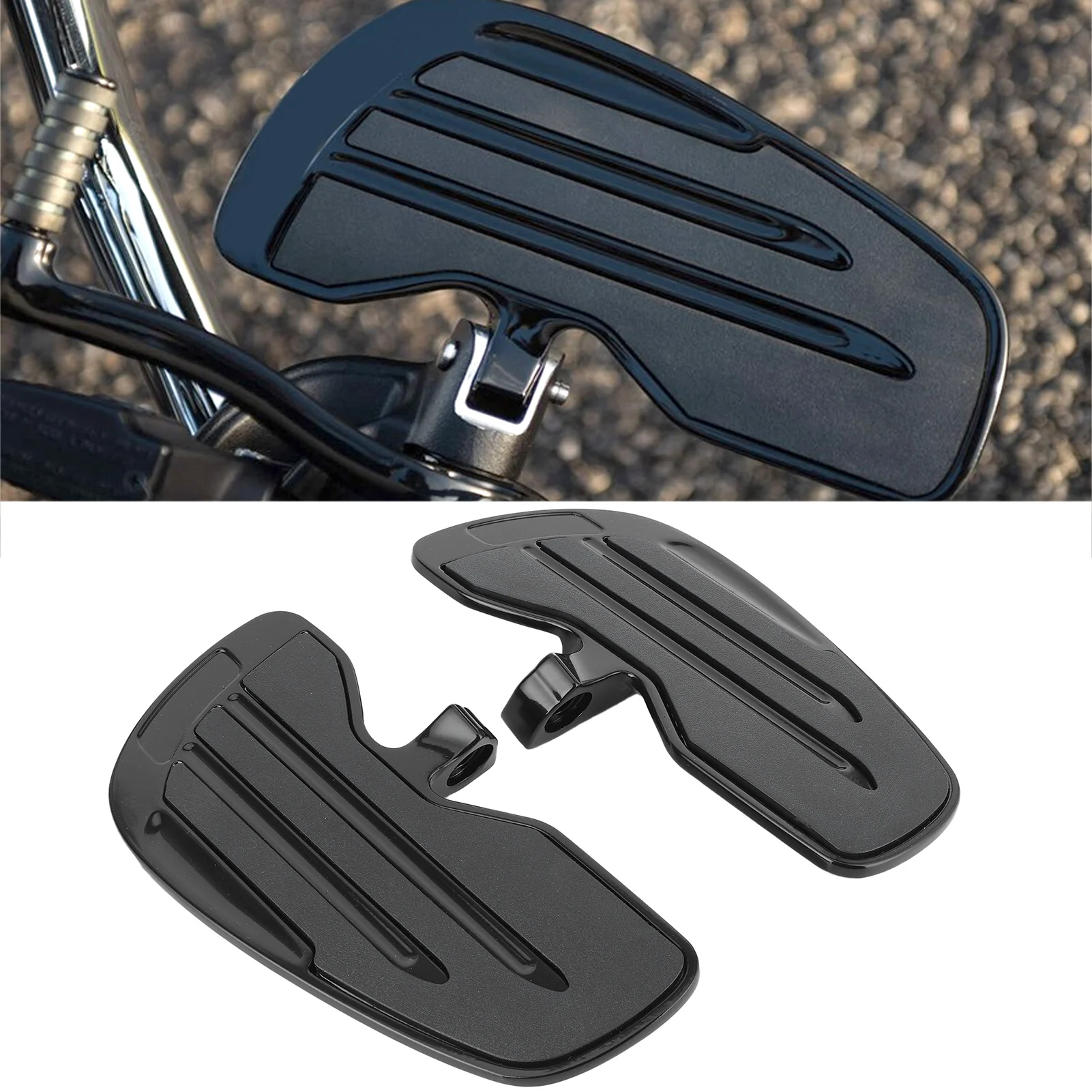 Aluminum Front Rider Floorboards Foot Pegs Footboard Fit for Indian Scout Sixty Bobber 20152021(Matte Black Glossy Black )