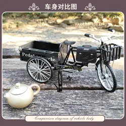 New 1:10 Nostalgic Simulation Alloy Three wheeled Yellow Box Car Model Flat Car Home Decoration Children's Toy Gifts