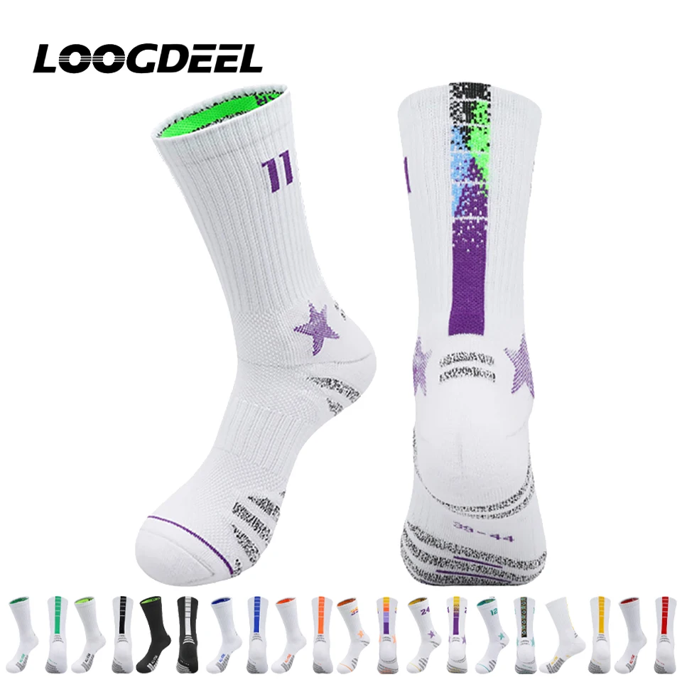 

Loogdeel Professional Competition Basketball Socks Numbered Socks Sports Socks Game-ready American Crew Elite Sweat-wicking Sock