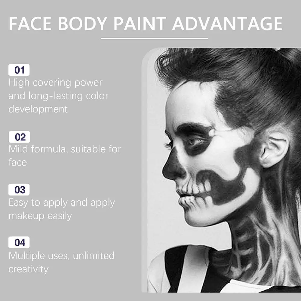 Halloween Black And White Makeup Foundation Cream Concealer Cosplay Cream Halloween Face 1set Face Zombie White Make-Up S4D7