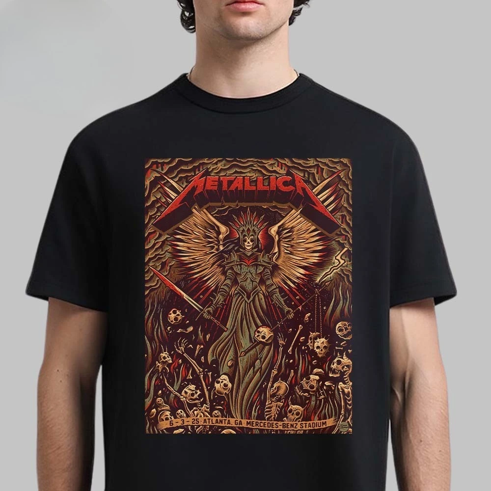 ميتاليكا M72 أتلانتا 2025 ملصق مكان في أتلانتا جورجيا في ملعب مرسيدس بنز في 3 يونيو 2025 تي شيرت للجنسين #3