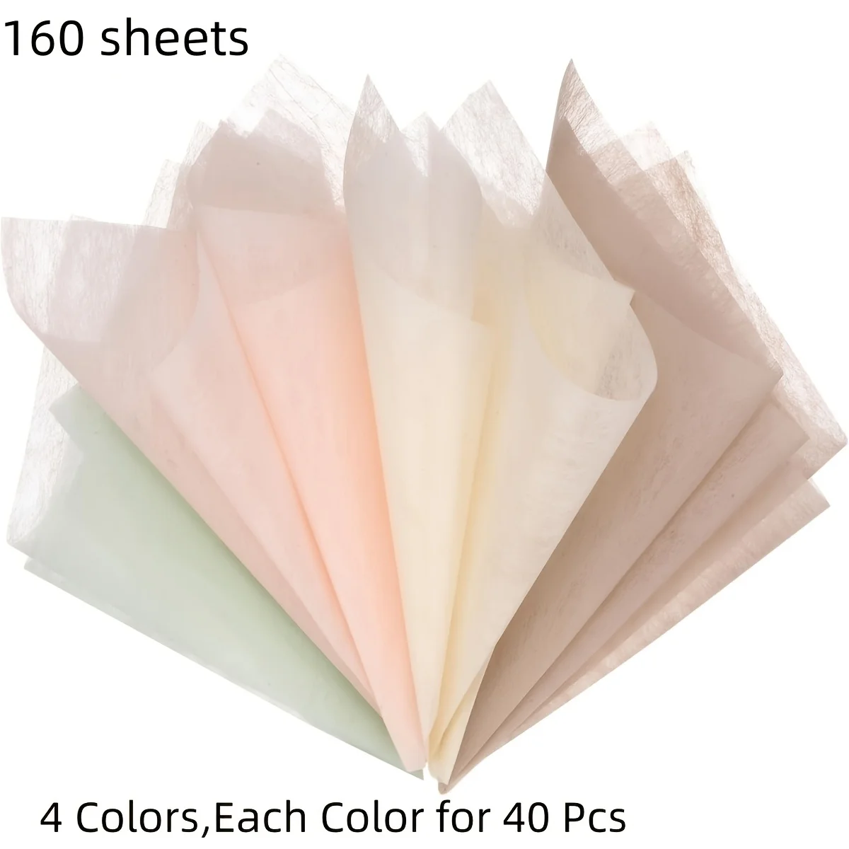 4 Packs (160 Sheets Total) Floral Wrapping Paper - 4 Soft Color Tones for Bouquet Gift Wrapping, Suitable for Birthdays, Weddings, Baby Showers, Easter - Elegant Floral Wrapping Paper