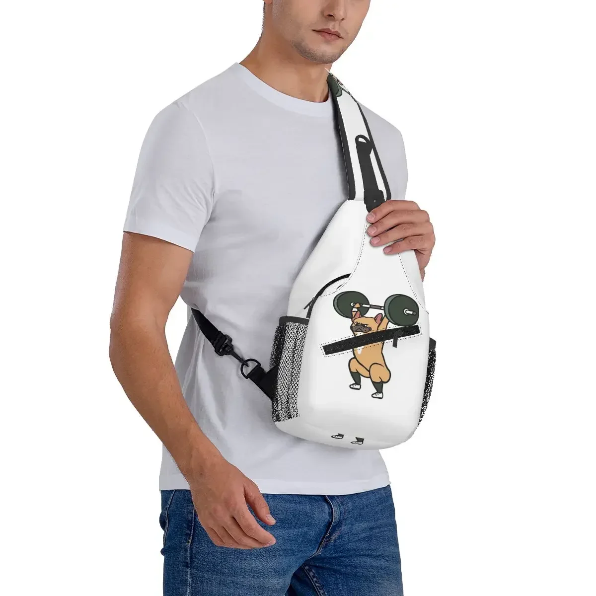 انتزاع رفع الأثقال الفرنسية البلدغ حقيبة صدر للرجال الرجال الرافعة Crossbody على ظهره حقيبة صدر للرجال السفر المشي لمسافات طويلة Daypack حقيبة كتف