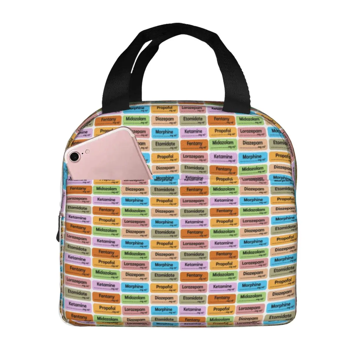 Anesthesia Drugs Color Coded Syringe Labels Insulated Lunch Bags Women Resuable Thermal Cooler Bento Box Outdoor Camping Travel
