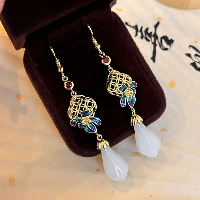 Chinese style new Chinese style hanfu horse face skirt earrings