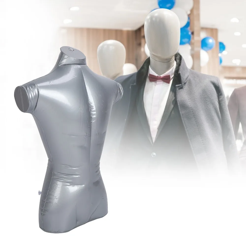1pcs Thickened PVC Male Inflatable Mannequins Silver、 Half Body Upper Body Mannequin Clothing Display Rack Window Display