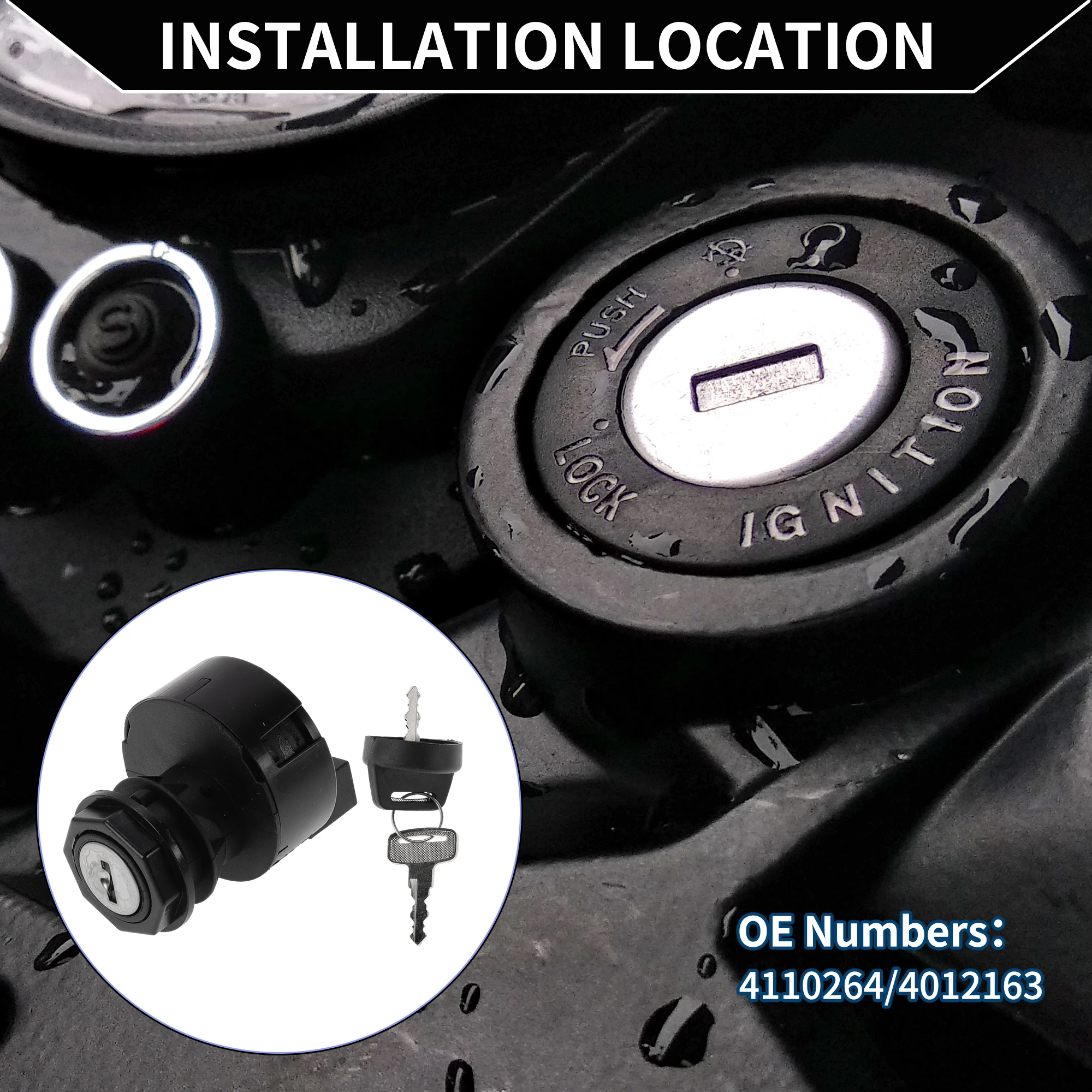 UXCELL Ignition Key Switch No.4110264 for Polaris ATP 330 4X4 2004-2005