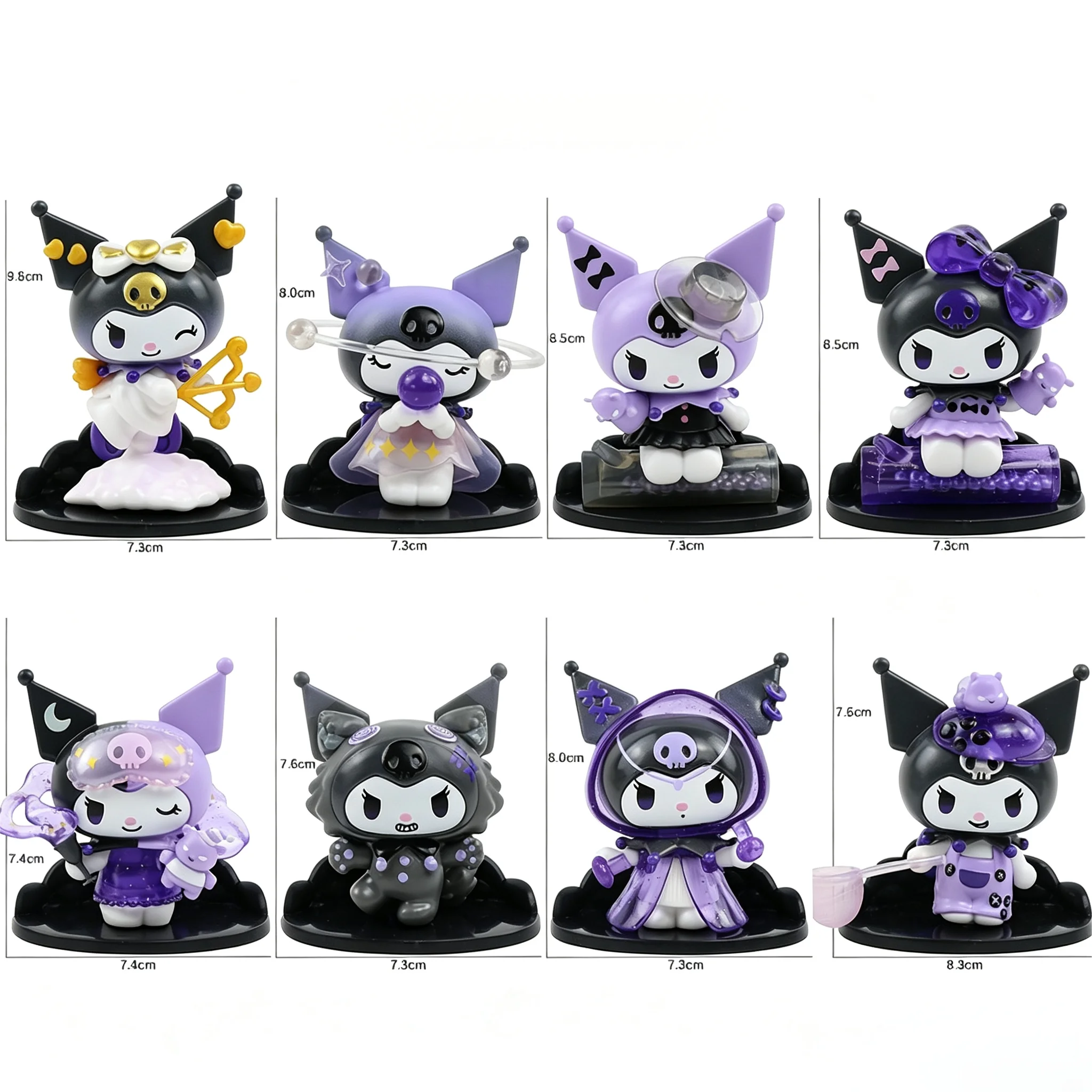 6 Stück Kuromi Glücks- und Wahrsage-Blindbox PVC-Puppe Auto-Desktop-Ornament Sammlerstück Mädchengeschenk