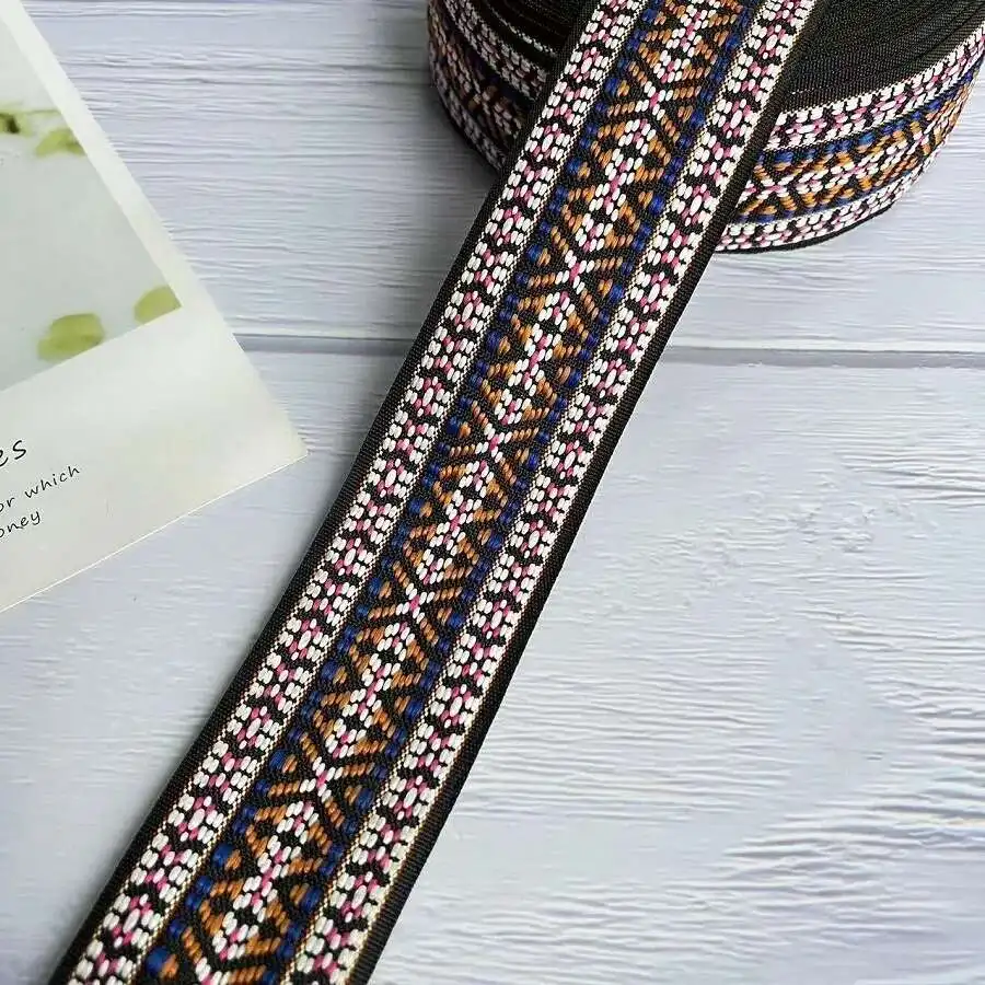 

Embroidery DIY Vintage Ethnic 5 Lace Ribbon Boho Trim Yards Clothe Bag 50MM Accessories Embroidered Hundred Styles