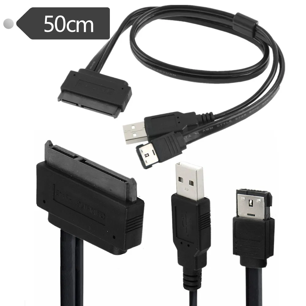HOT 2 in 1 Hard Disk Drive SATA 22Pin to eSATA Data USB Powered Cable Adapter 50cm Use for HDD 2.5
