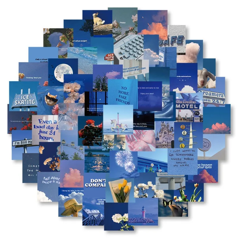 62pcs Aesthetic Blue Sky Scenery Stickers Vintage Decals for Phone Case Laptop Ins Style Scrapbook Journal Sticker Sticker