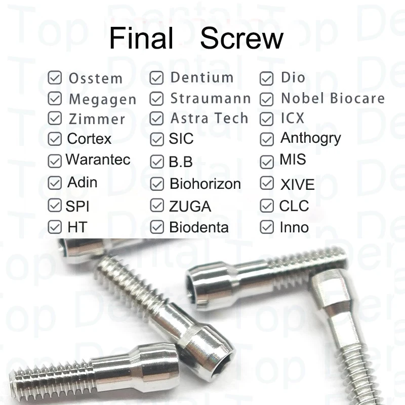 

1pc Final Screw for Implant abutment made by grade 5 tinanium for Bredent Megagen Astra Osstem MIS Zimmer Biodenta
