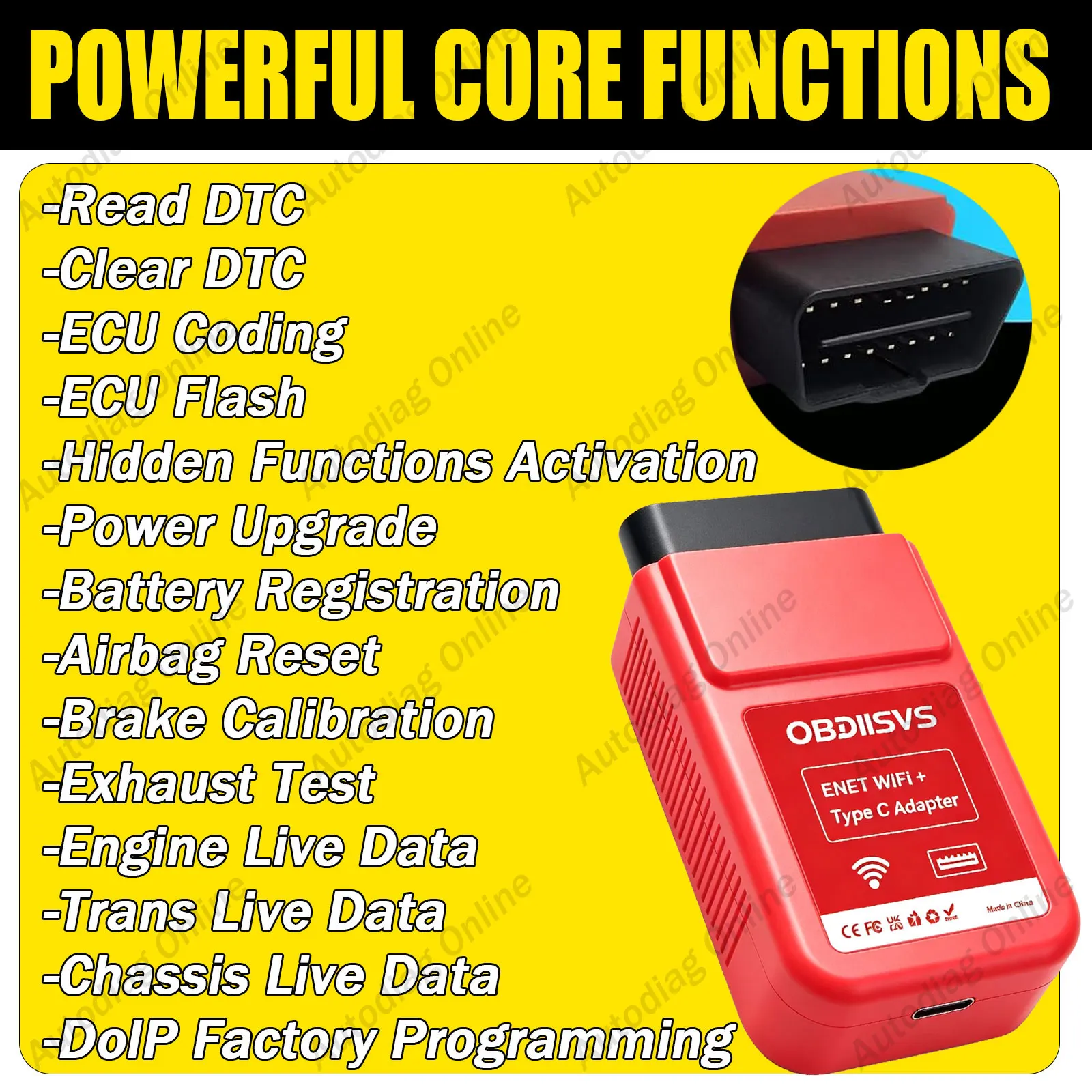 ENET WiFi Adapter For F/G/I Series Diagnostic DTC Code ECU programming Support MHD/BimmerCode/BimmerLink/MG Flash Type C Scanner