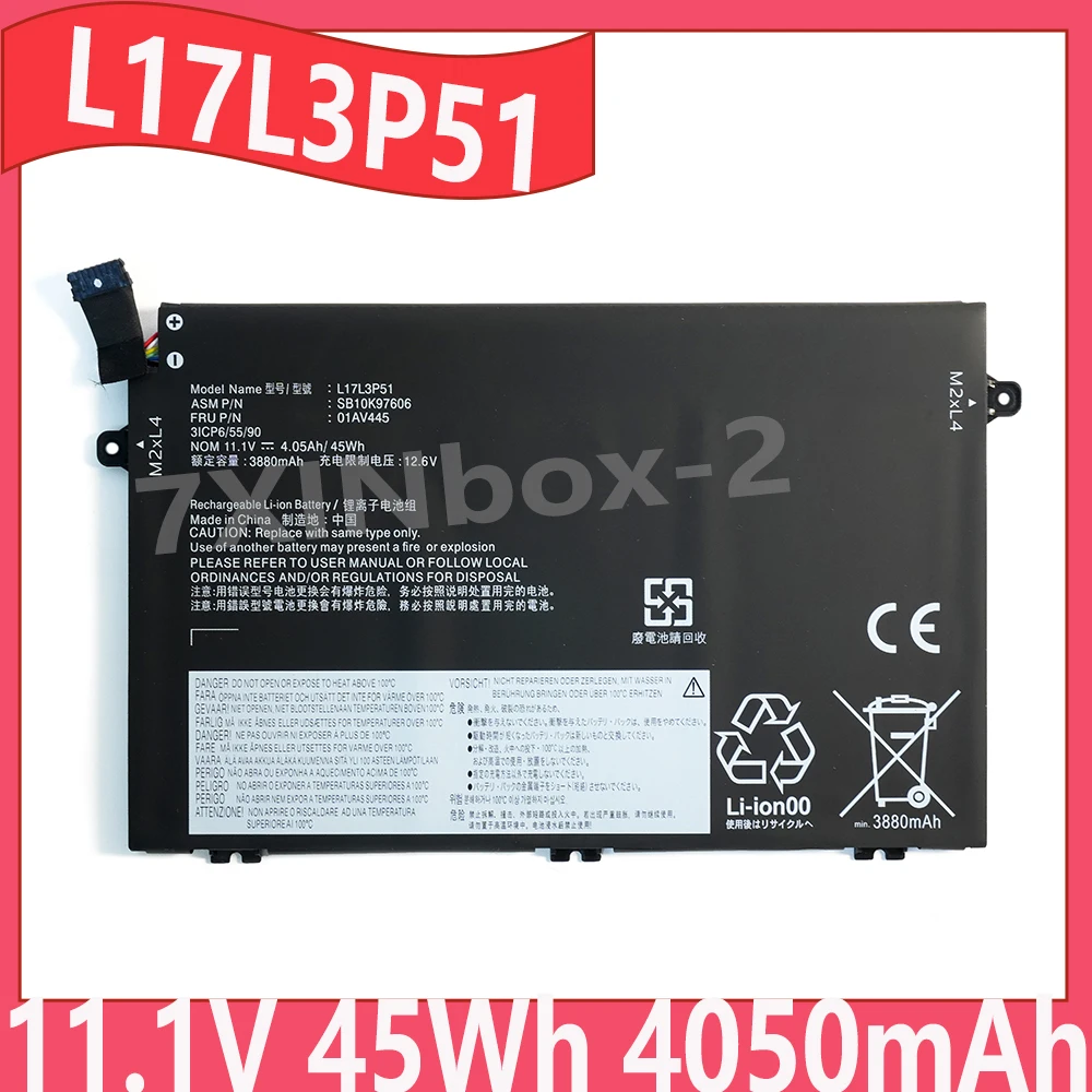 L17L3P51 L17M3P51 L17M3P52 L17C3P51 11.1V 45Wh 4050mAh Laptop Battery For Lenovo ThinkPad E480 E490 E495 E590 E580 Series