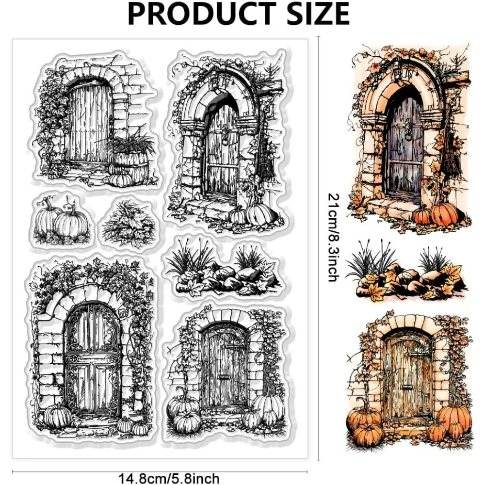 1pc Autumn Gate Silicone Clear Stamps Autumn Pumpkin Stamp for DIY Scrapbooking Photo Album Decorative Cards Making Stamps