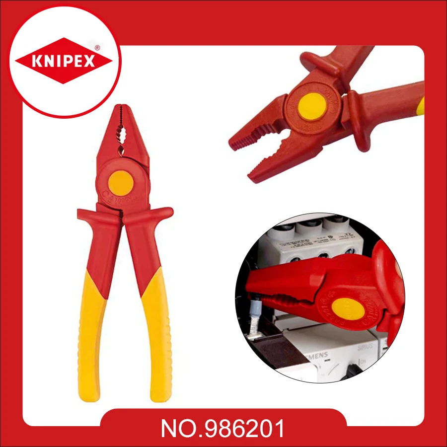 

KNIPEX Plastic Insulated Pliers for Electrician 1000V VDE Test Insulating Electrical Working Tool NO. 986201 | 986201