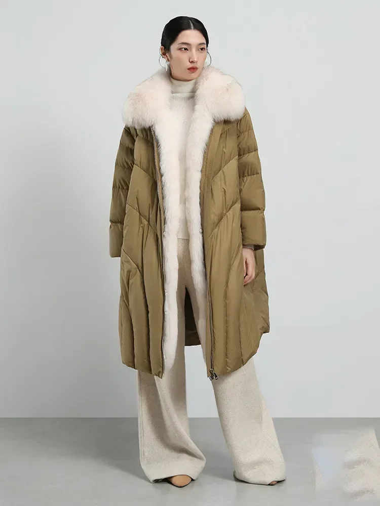 Down Jacket Women 2024 New Winter Goose Down Jacket Long Puffer Jacket Real Fox Fur Collar Thick Warm Coat Luxury Outerwear