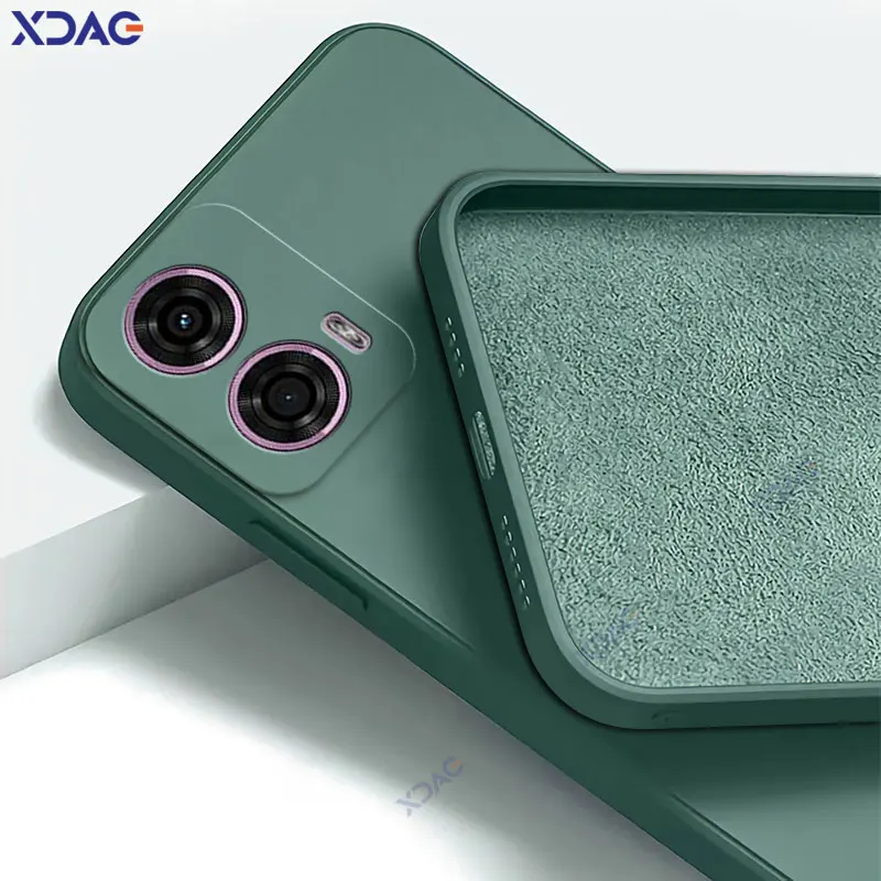 غطاء حماية فاخر ببطانة مزدوجة لهاتف موتورولا موتو G24 MotoG24 حماية كاملة للكاميرا أكياس الهاتف غلاف من السيليكون السائل المربع الناعم