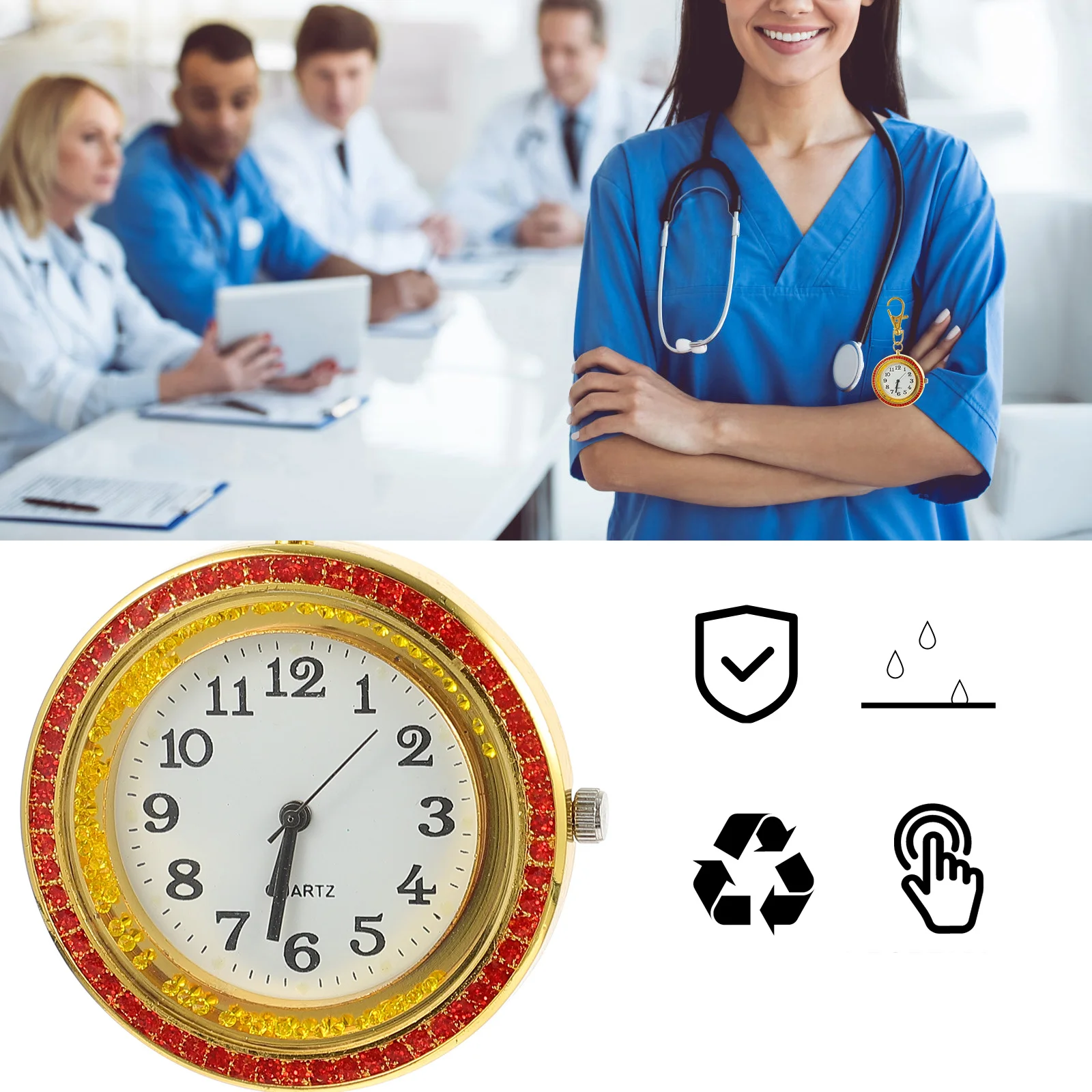 1 قطعة ساعة جيب كبيرة الحجم محمولة مصنوعة من خليط معدني مع تصميم ماسي وأرقام كبيرة هدية لساعة الجيب للطلاب المسنين #2