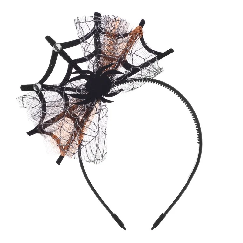 Women Girls Halloween Spider Web Shape Headband Rave Party Novelty Cosplay Costumes Accessories for Adults Kids Photography Prop