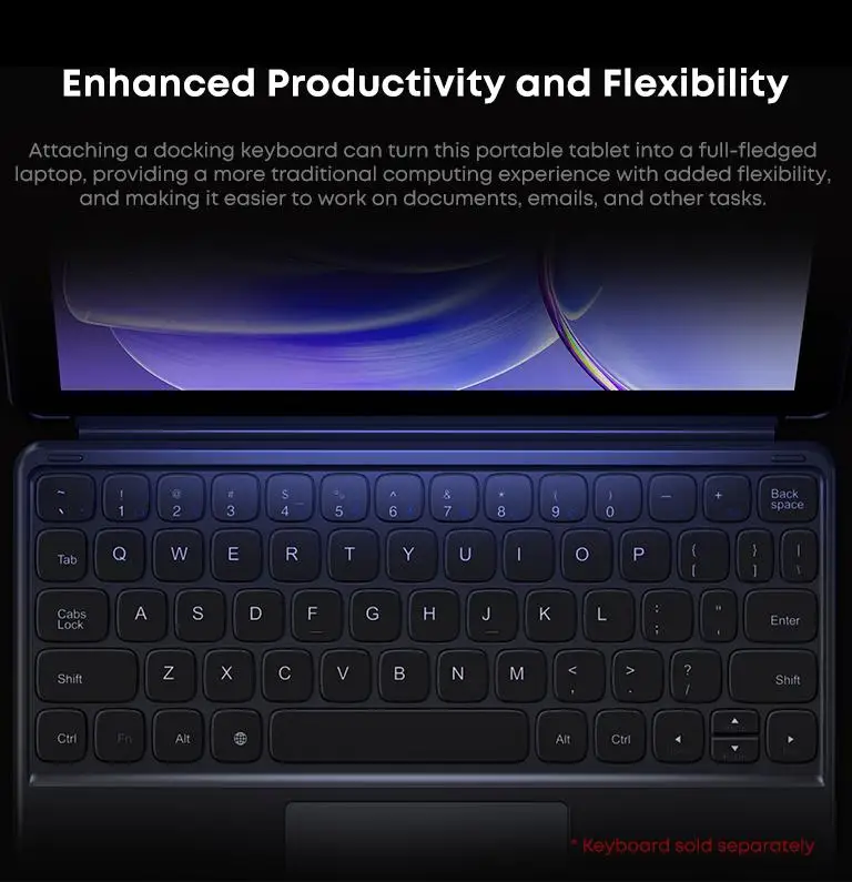 CHUWI Hi10 X2 Windows Tablets With Keyboard Laptop 10.1'' Intel Core i3-10100Y 8GB RAM 256GB SSD 2 In 1 Tablet PC 4K Windows11 WIFI6